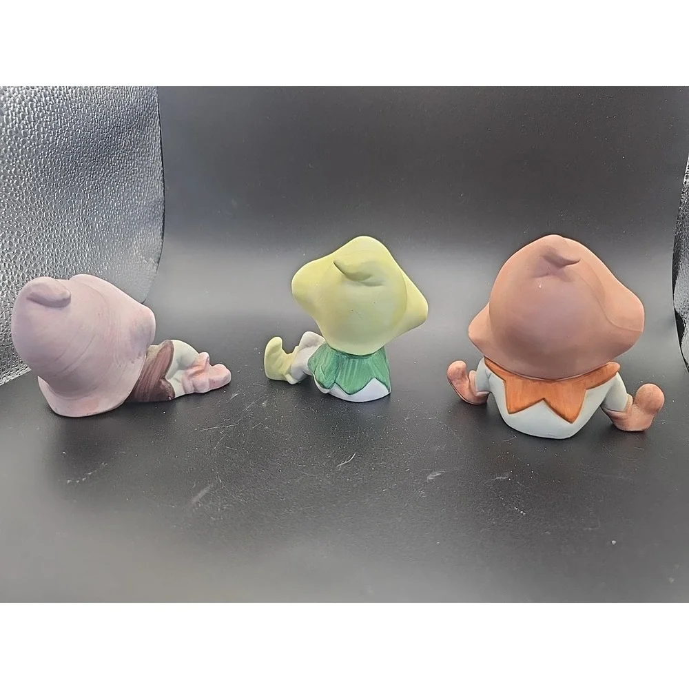Vintage Set of 3 Ceramic Homco #5213 Elf Fairy Pixie Figurines  Garden‎ Gnomes